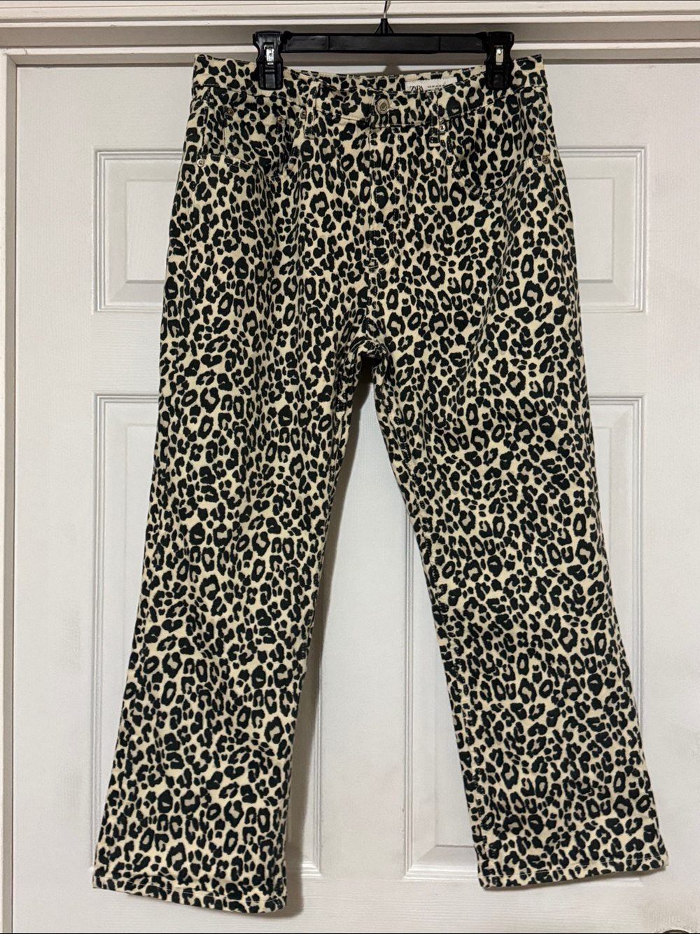 Zara Black on Cream Leopard Print Pants